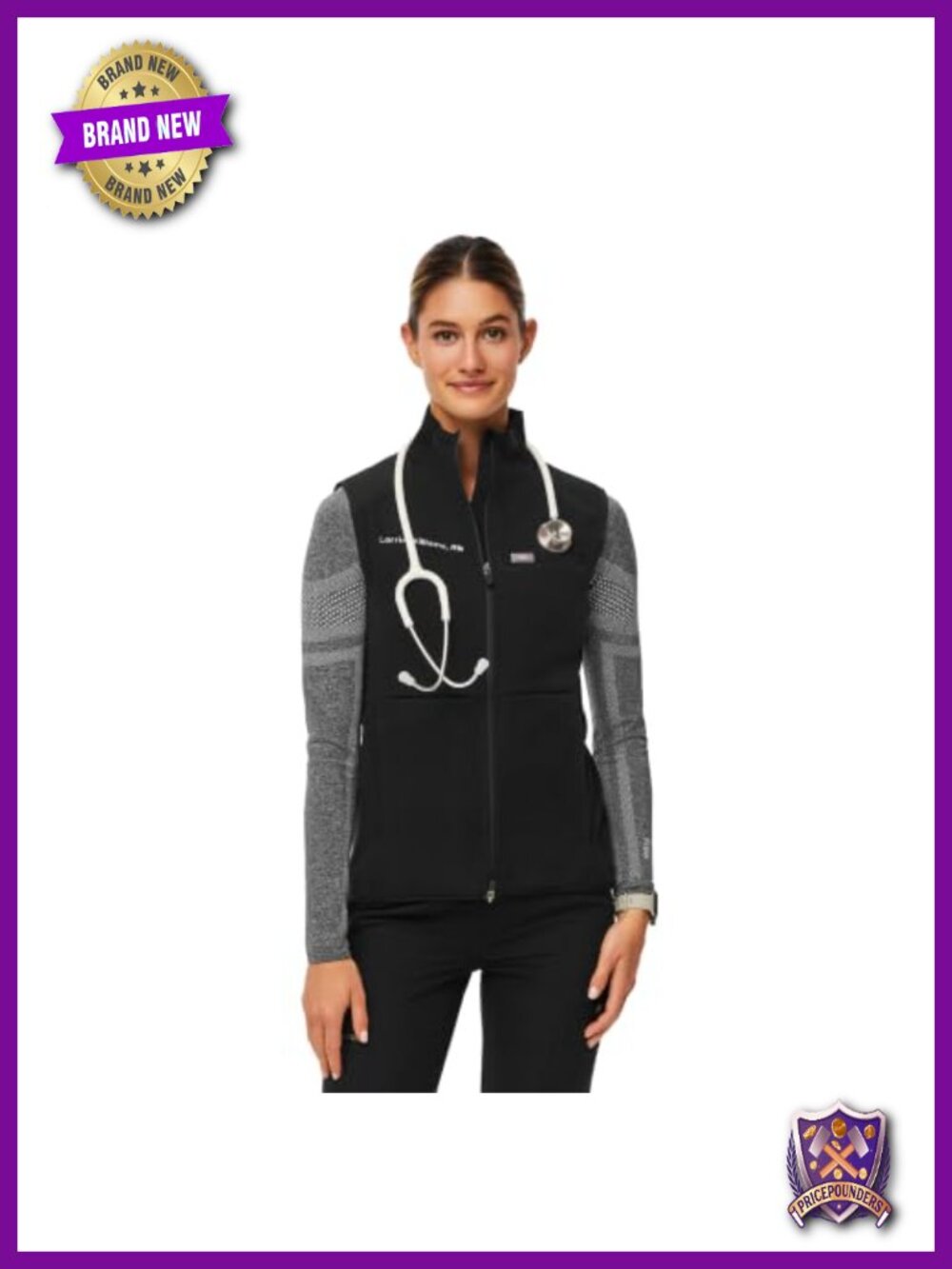Fleece Scrub Vest Women's Zip Up Medical Workwear Slim Fit